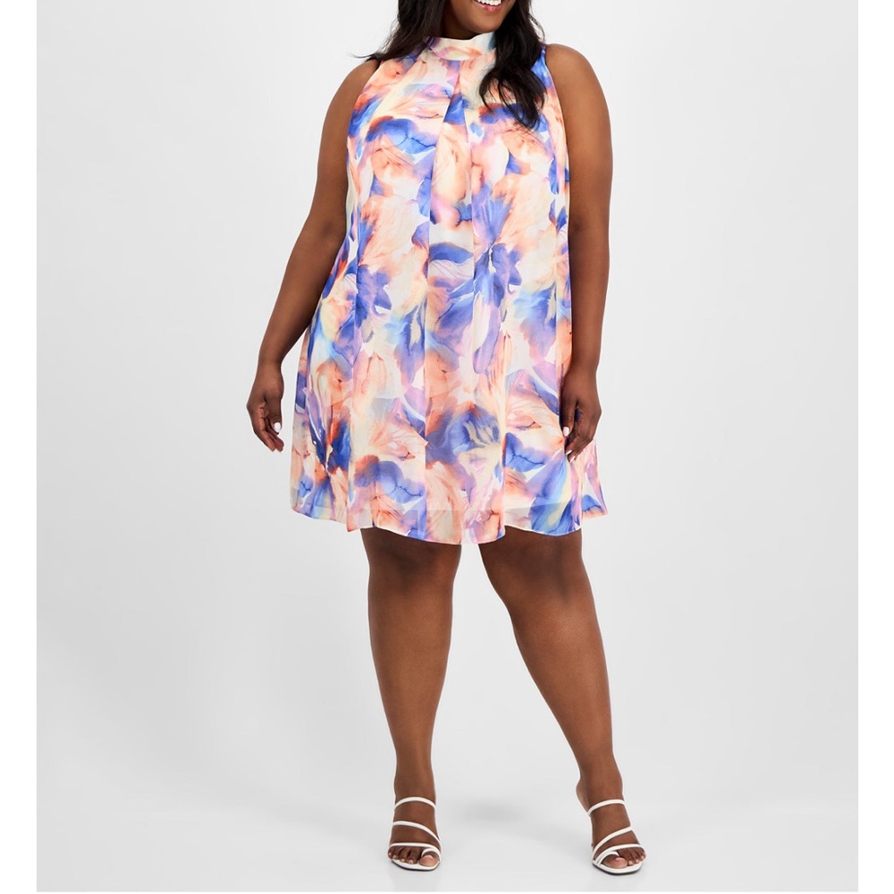 Plus Size Printed Mock-Neck Sleeveless Dress 18W - NWT